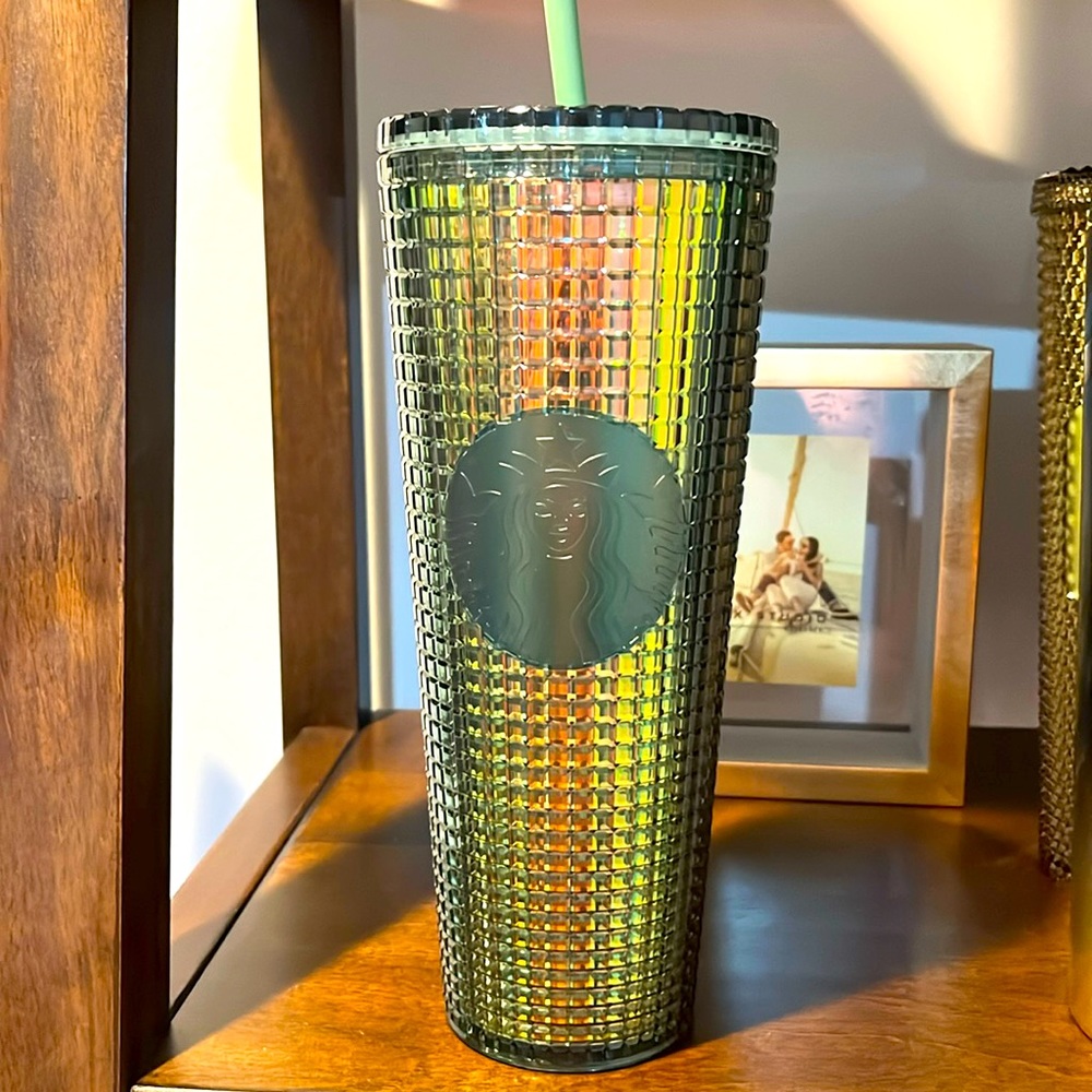 Green Iridescent Starbucks  flat stud Tumbler Cup
